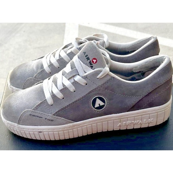 Airwalk Men's 7.5 Women's 9 Grey Suede Camino Composite Toe Work Shoes Lace Up - Picture 4 of 11